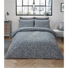 Single Grey Leopard Print Duvet Sets