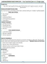 One Page Business Plan Template