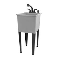 tehila grey 16 gallon e saver utility sink laundry tub with pull out faucet black