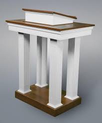 A podium is a slightly raised platform that a public speaker or conductor stands on so that he may be seen. Church Wood Pulpit Podium Lectern Pedestal No 8401 Podiums Direct