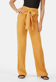 Tie Front Wide Leg Pants In Mustard Get Great Deals At Justfab