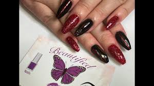 Black and red acrylic nail with white roses tutorial video by naio nails. Red And Gold Acrylic Nails Nail And Manicure Trends
