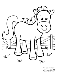 cute farm horse free printable coloring
