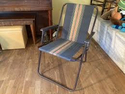 Vintage Folding Lawn Chair Striped