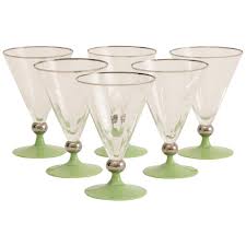 set of 6 art deco cocktail glasses