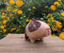 Hand Pinch Pottery Guinea Pig Brown