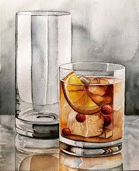 4 Still Life Watercolor Painting Glass