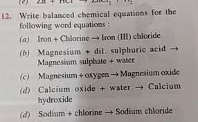 12 Write Balanced Chemical Equations