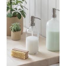 Clear Glass Refill Pump Bottle Soap