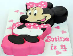 Bánh fondant màu hồng chuột Mickey nơ hồng tặng bé gái 4 tuổi - Bánh Thiên  Thần : Chuyên nhận đặt bánh sinh nhật theo mẫu