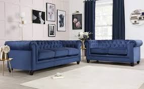 Blue Sofa Sera Wooden Classic 5 Seater