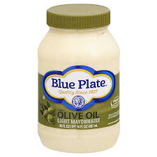 blue plate with olive oil mayonnaise 30