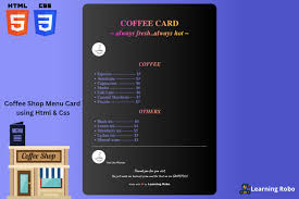 menu card using html and css