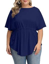 Allegrace Womens Plus Size Tops Casual Drawstring Summer Short Sleeve Irregular T Shirts