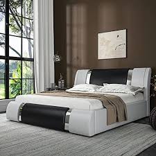 faux leather upholstered platform bed