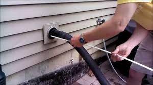 Before climbing up to the roof, get behind the dryer to vacuum out the vent. Diy Clean A Clothes Dryer Vent With Linteater Kit Youtube
