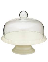 ceramic cake stand with glass dome