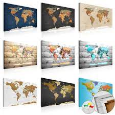 world map pinboard cork board canvas