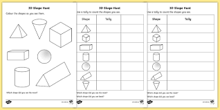 2d patterns (nets) surface area of 3d shapes. 3d Shape Hunt Worksheet Worksheet