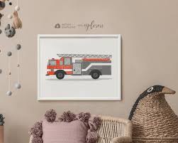 fire truck printable boy bedroom art