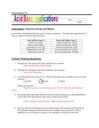 information common acids and bases