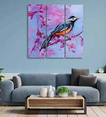 Pink Bird With Nature Canvas Wall