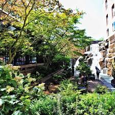 waterfall garden park in downtown