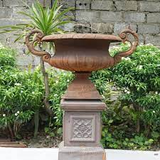 Cast Iron Trophy Urn Include Pedestal