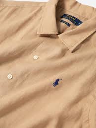 open collar linen shirt in khaki 710903886