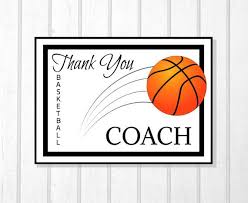 Printable Team Thank You Card For Basketball Coach Instant Download