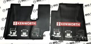 kenworth t600 660 800 w900 oem black rubber floor mats with truck logo fits 2005 to 2020