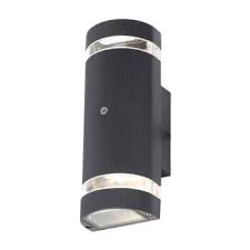 Black Ip44 Up Down Wall Light With