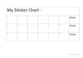 Sticker Chart English Esl Worksheets