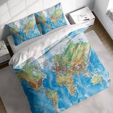 world map duvet cover set world