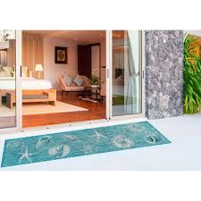 coastal charm turquoise teal hooked rug