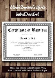 Baptism Certificate Template Microsoft Word Editable Template