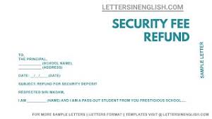 letter for refund of security deposit
