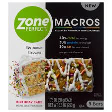 zoneperfect macros bars birthday cake