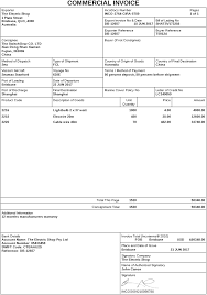 Export Commercial Invoice Document Used In International