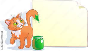 cartoon cat wrote paint stock vector