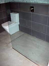 open concept bathroom concrete shower