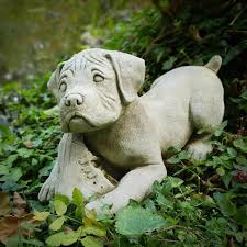 Boxer Puppy Dog W Shoe Stone Statue