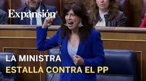 Vergüenza!": la ministra de Igualdad estalla tras las acusaciones del PP a  la mujer de Sánchez - YouTube