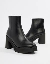 E8 By Miista Black Chunky Leather Heeled Ankle Boots In 2019