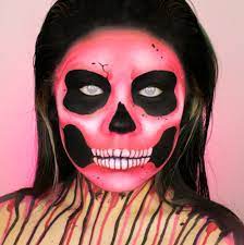pink skull makeup face paint look
