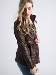Womens Brown Leather Jacket Barneys Originals Barneys
