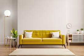 Yellow Sofa And Wooden Table