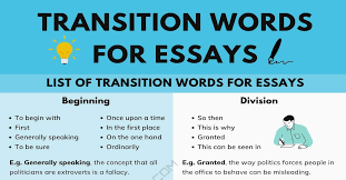 transition words for essays great list