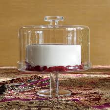 footed glass pedestal cake stand with