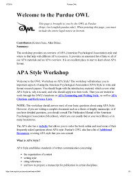 The title page, abstract, main body, and references. Welcome To The Purdue Owl Apa Style Workshop